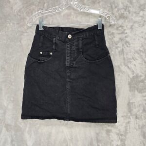 Steel Jeans Denim Skirt Women 5 Black Vintage 90s High Waisted Indie Retro USA
